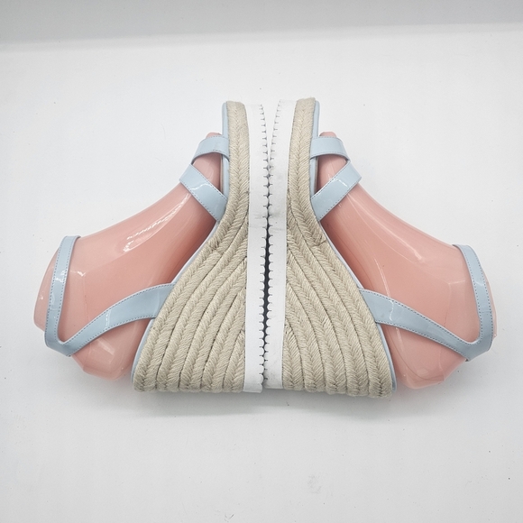 Stuart Weitzman Catlina Patent Leather Espadrille Wedge Sandals Baby Blue 7.5 - Picture 7 of 15
